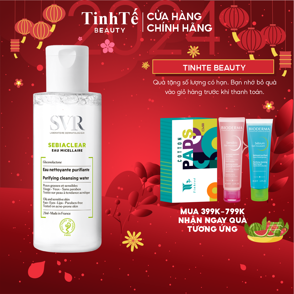 Nước làm sạch da, tẩy trang và giúp loại bỏ dầu cho da SVR SEBIACLEAR Eau Micellaire 75ml