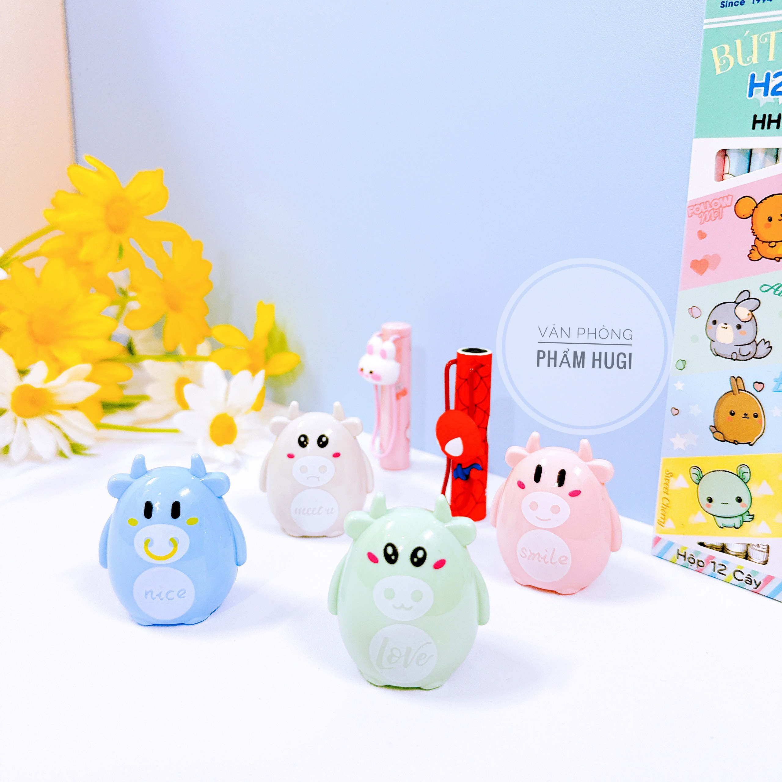 Cute buffalo pencil sharpener set 2