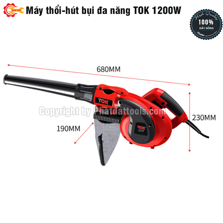 Máy thổi hút bụi 2 chức năng TOK 1200W-Hút thổi siêu khỏe-Bảo hành 6 tháng