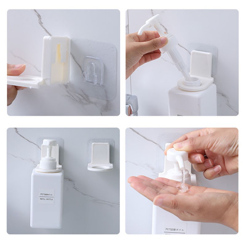 Combo 3 Móc Treo Dầu Gội Sữa Tắm Móc Treo Cổ Chai Nước Rửa Tay Có Miếng Dán Tường Chịu Lực