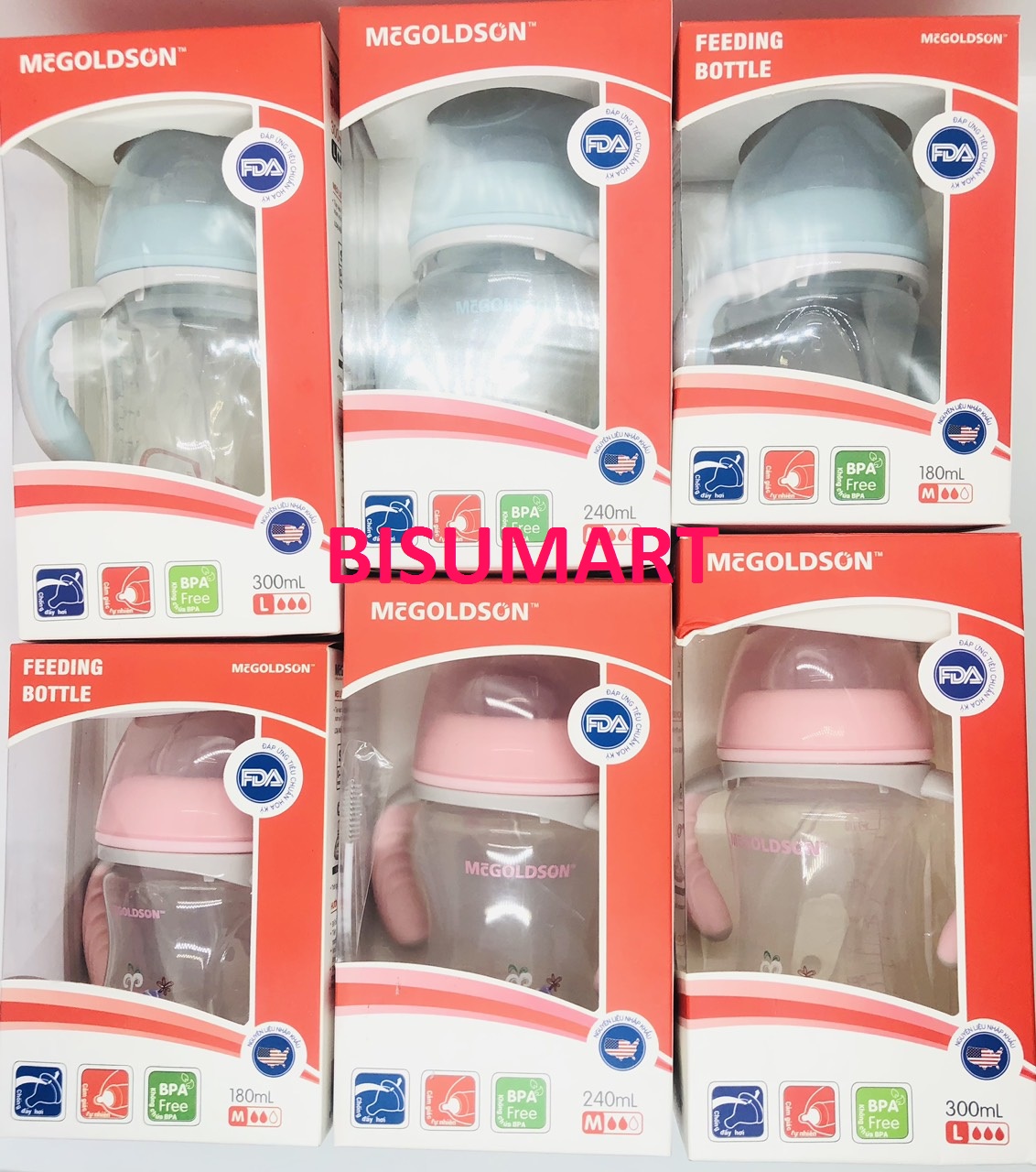 Bình Sữa PP Cổ Rộng cho bé McGoldson 300ml MẪU MỚI
