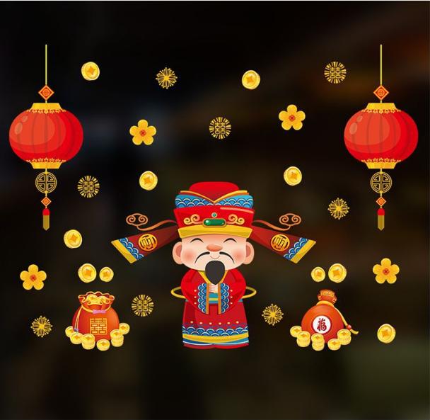 [HCM]Decal Trang Trí Tết - THẦN TÀI Phát Lộc Đầu Xuân