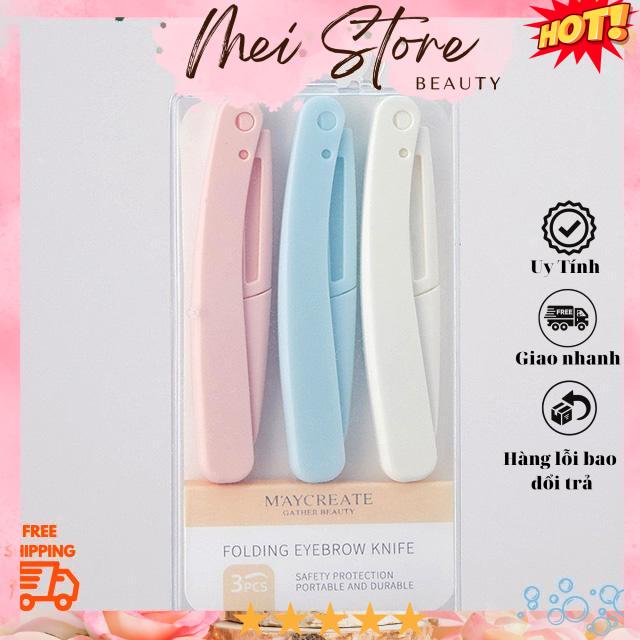 [GIẢM 5% ĐƠN 129K]Bộ 3 Cây Dao Cạo Lông MayCreate Folding Eyebrow Knife