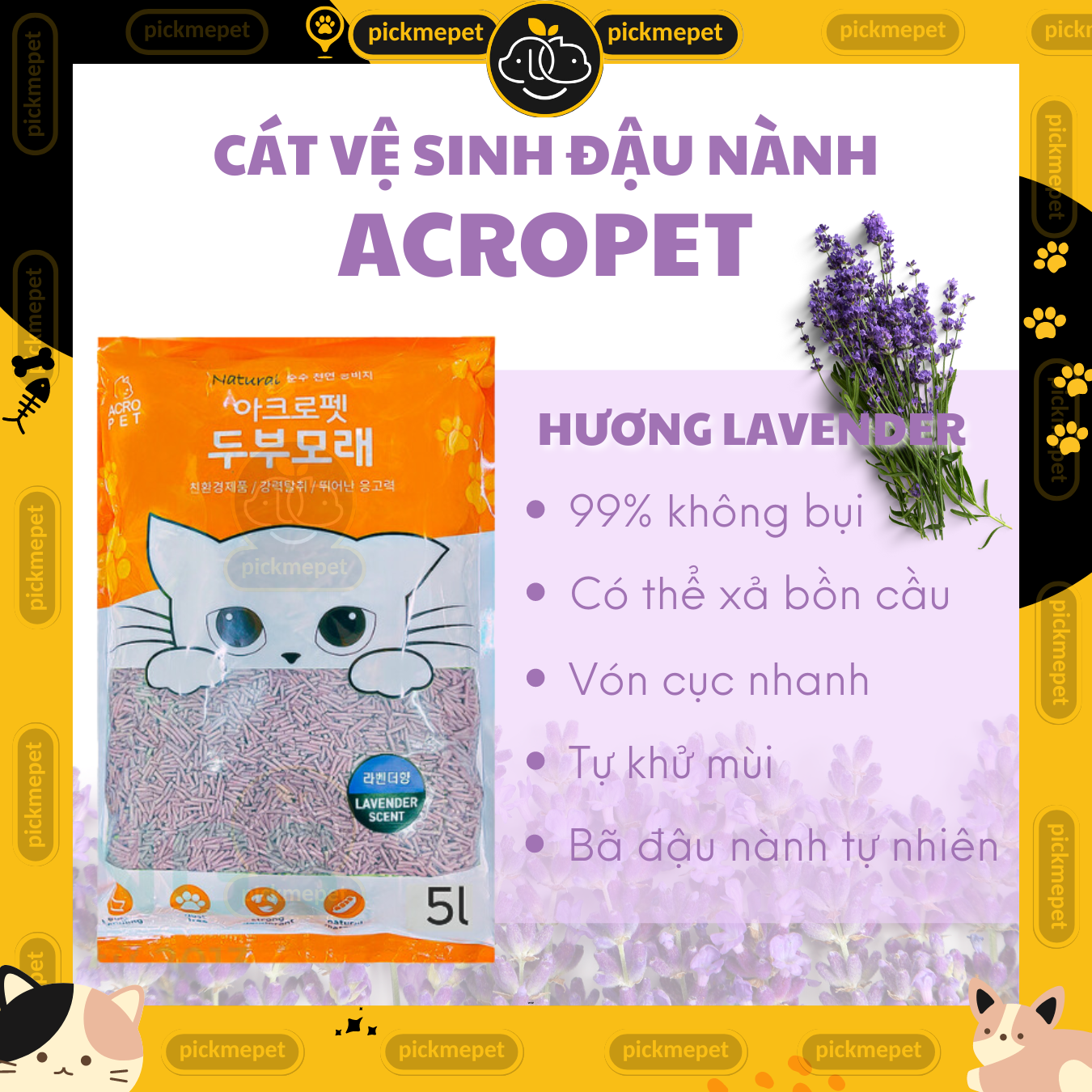 CÁT VỆ SINH ĐẬU NÀNH ACROPET 5L – CHO MÈO