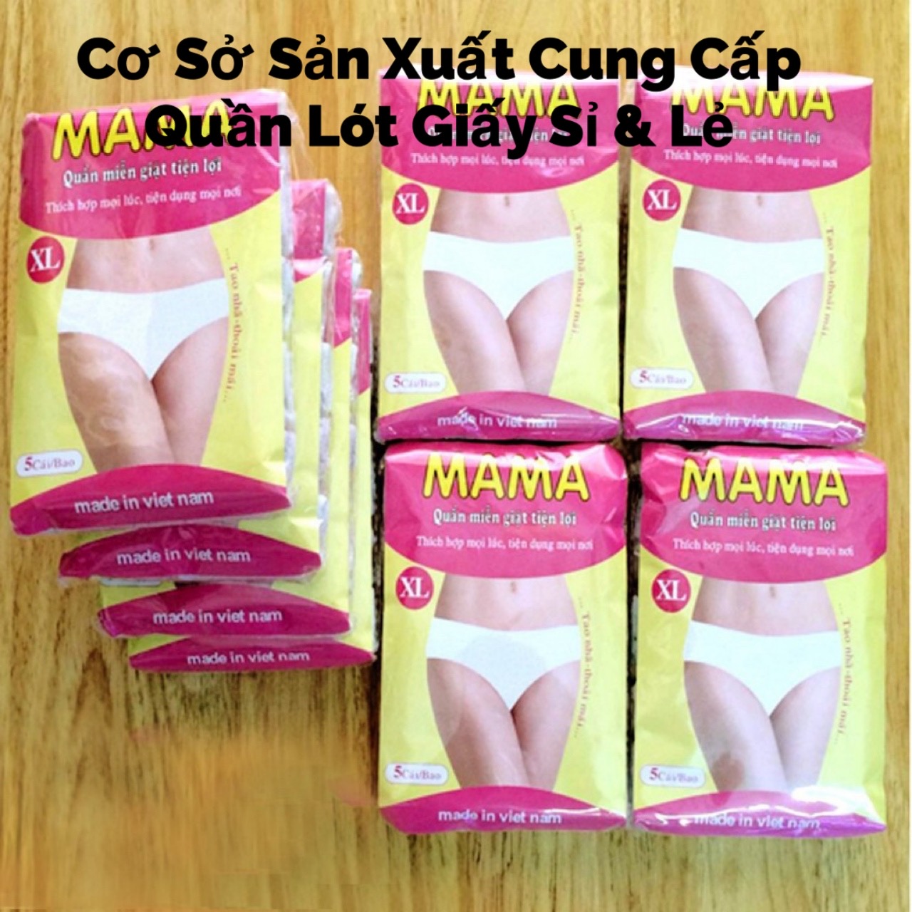 Quần Lót Giấy MAMA sử dụng 1 lần 1 gói 5 chiếc (MSP: Đáy Cotton - 2lớp đáy)