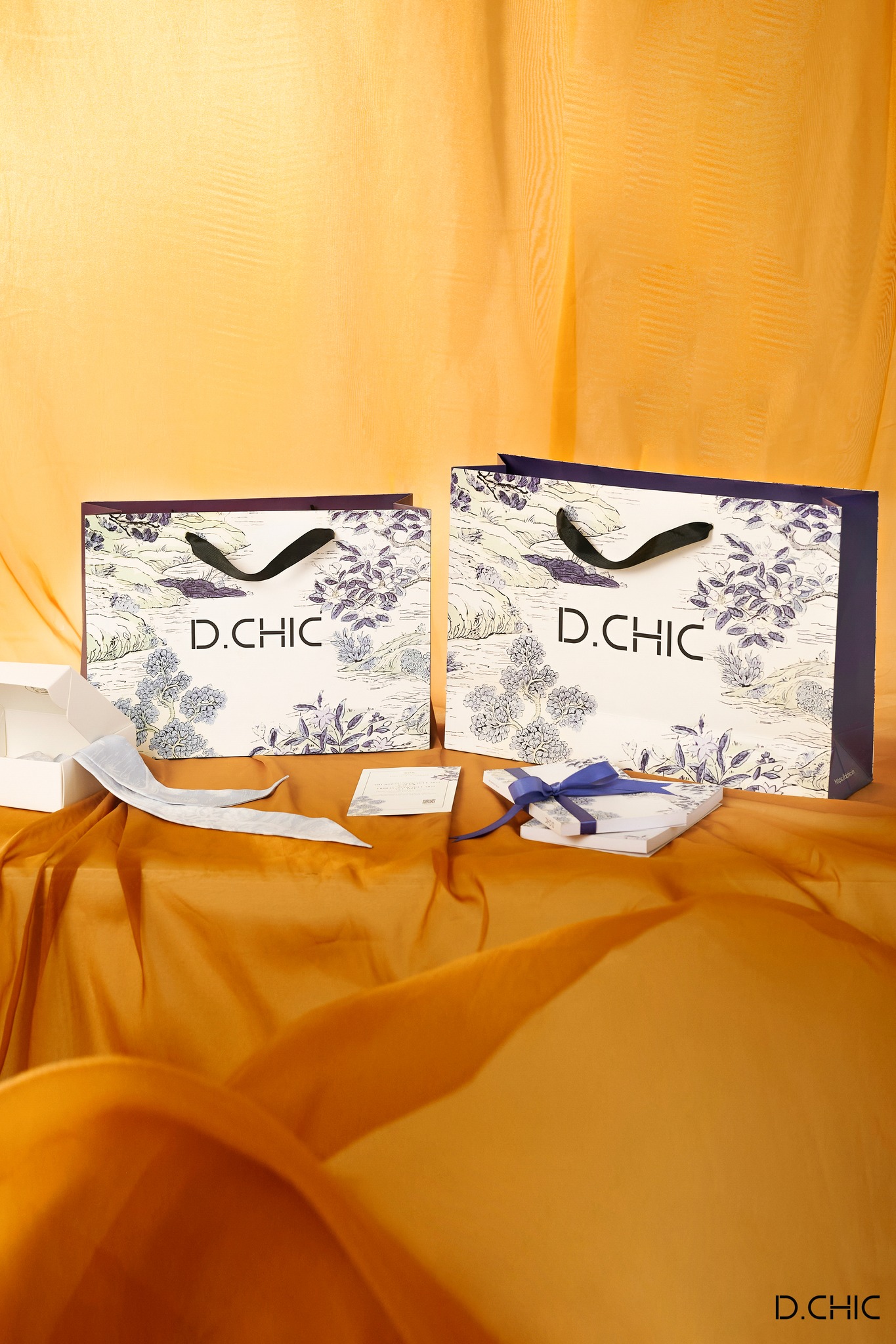 Khăn lụa Resort 2022 silk scarf by D.CHIC MS: 60002511-60002411