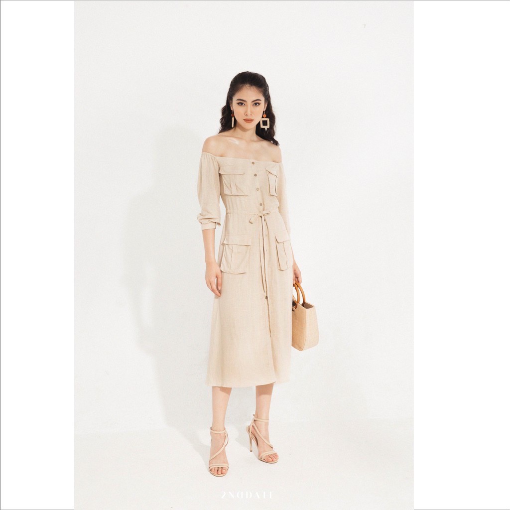 Váy liền nữ trễ vai Linen 2ND DATE ADR045W