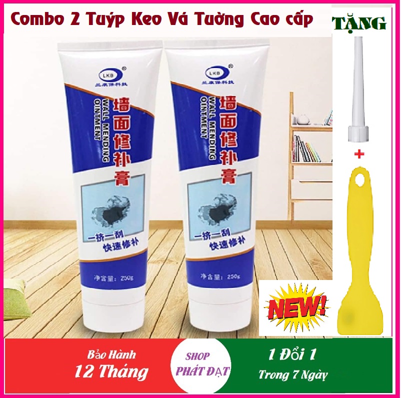 Combo 2 tuýt Keo vá tường, Keo Vá Vết Nứt Tường, Keo kẻ gạch keo trám vết nứt tường, keo trét tường đa năng thông minh, Keo Trám Tường Cao Cấp Loại to 250g mới nhất 2020
