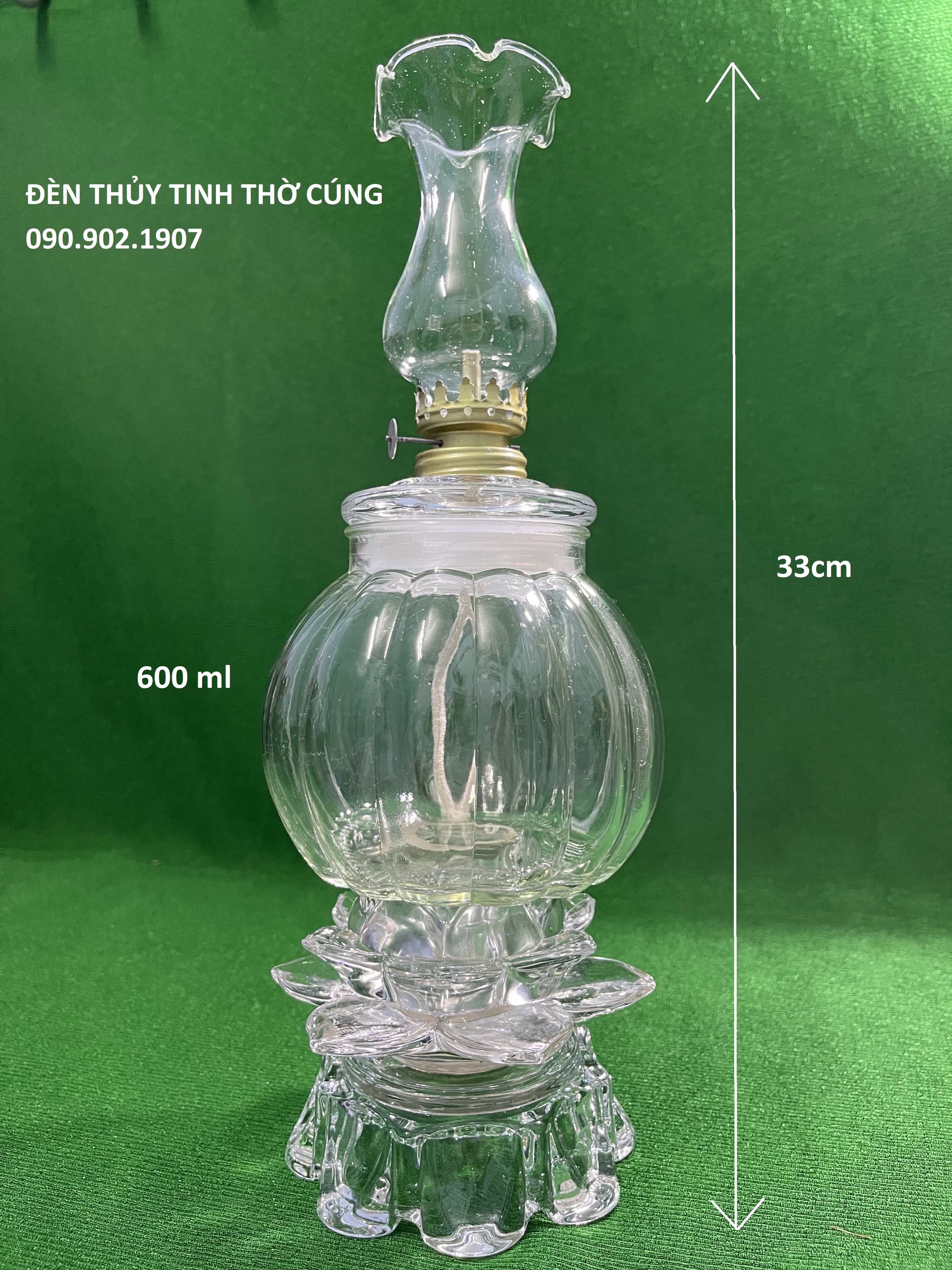 ĐÈN THỦY TINH THỜ CÚNG - BÍ SEN TÀN