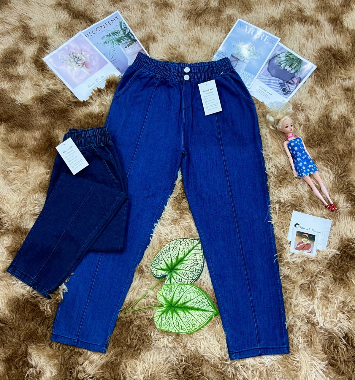 Quần jean nữ lưng thun, cạp chun co giãn 9 tấc