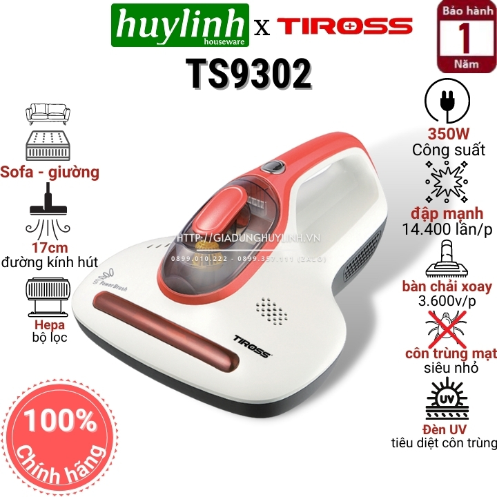 Máy hút bụi trên giường nệm sofa Tiross TS9302