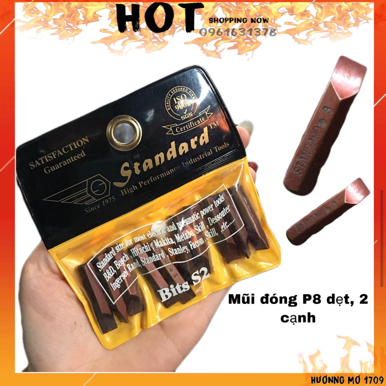 Mũi vít đóng nâu ngắn 2 cạnh STANDARD 8mm (hàng chính hãng)