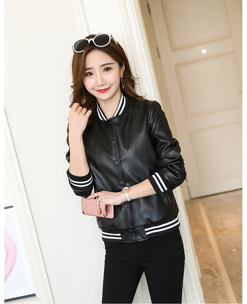 ÁO KHOÁC DA NỮ DÁNG BOMBER HÀN QUỐC