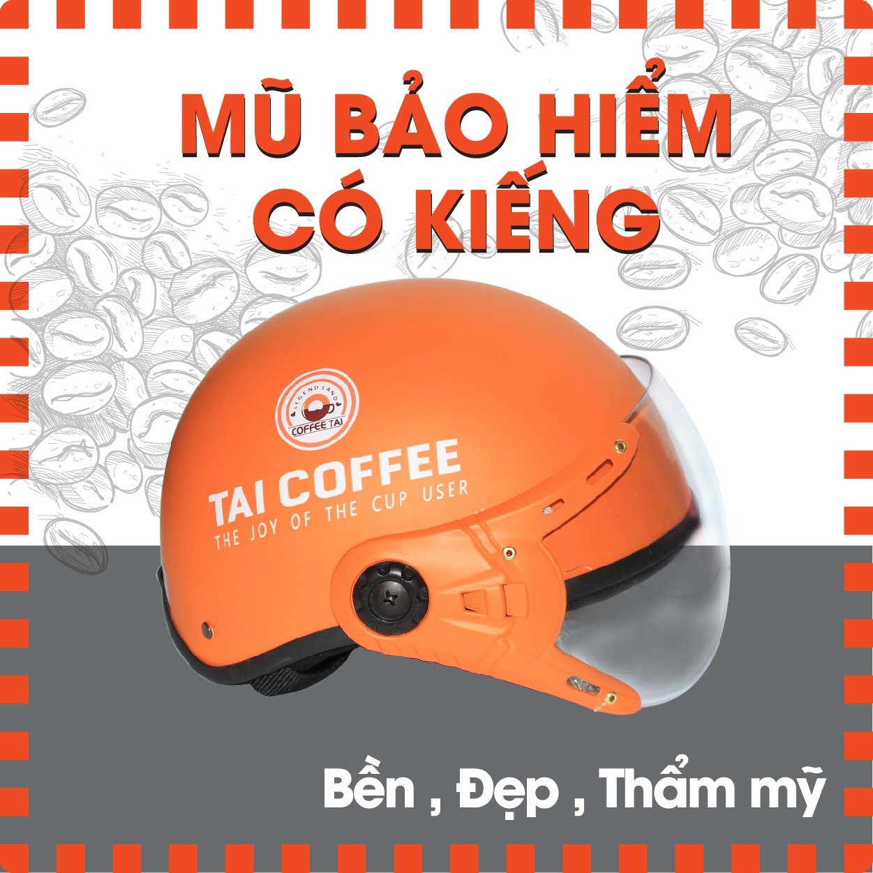 [HCM]Nón bảo hiểm Coffeetai có gương màu cam đẹp bền chất lượng an toàn