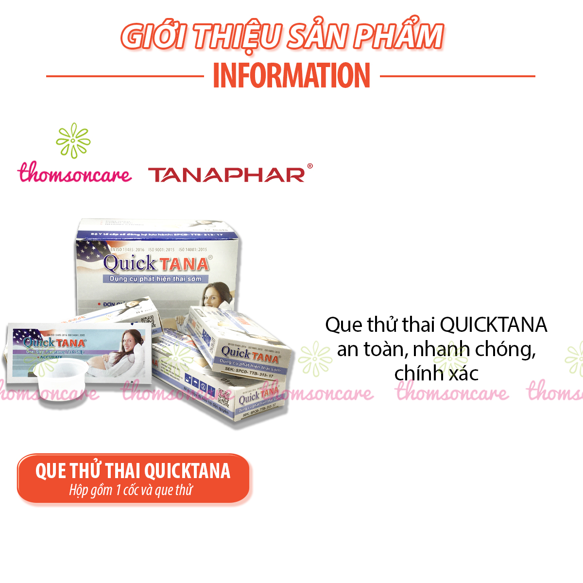 [CHE TÊN] Combo 5 Que thử thai Quicktana - test thai nhanh Quick Tana