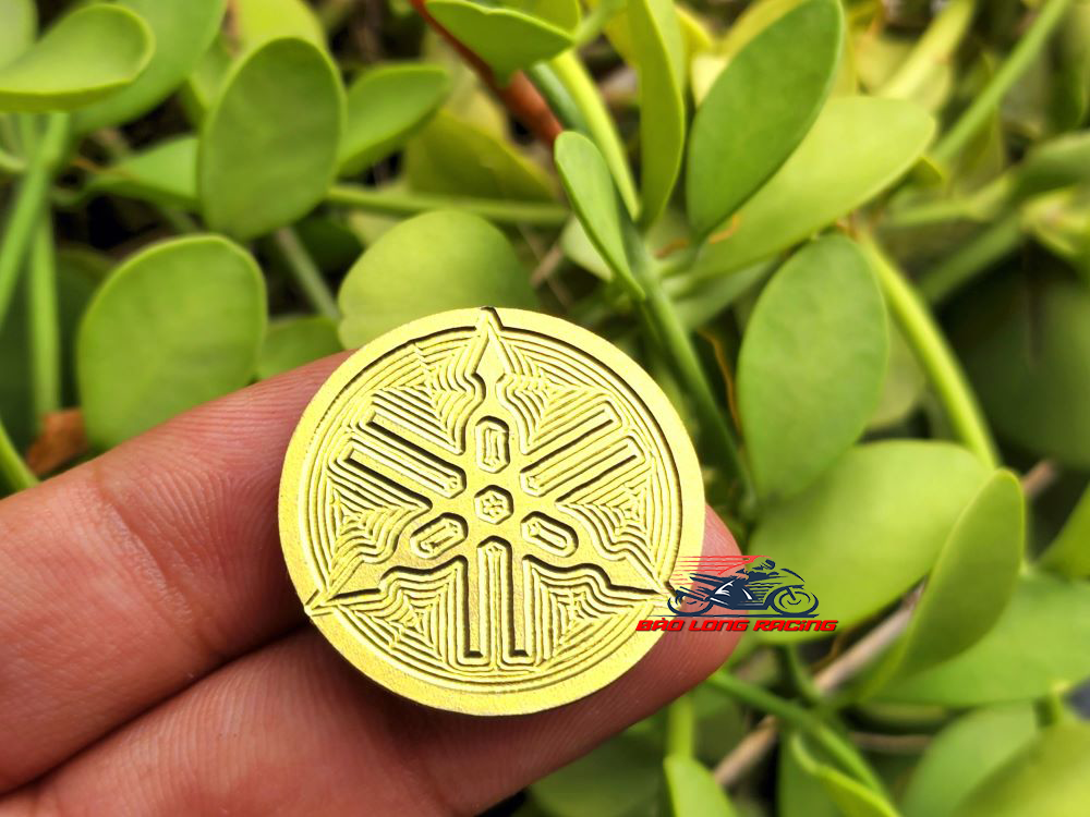 Tem Logo YA chất liệu Titanium Mạ Vàng Gắn Exciter,Sirius....(100% titan)