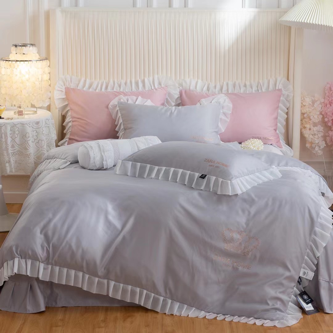 (💥XẢ BẰNG GIÁ NHẬP) SET 4 MÓN CHĂN GA GỐI COTTON LỤA ZARA HOME VIỀN BÈO - COTTON LỤA NHẬP KHẨU LOẠI 1
