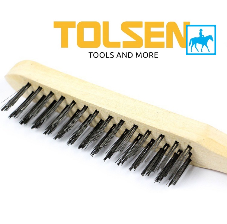 [HCM]Bàn Chải Sắt Thép Cán Gỗ 3 Hàng TOLSEN 32061