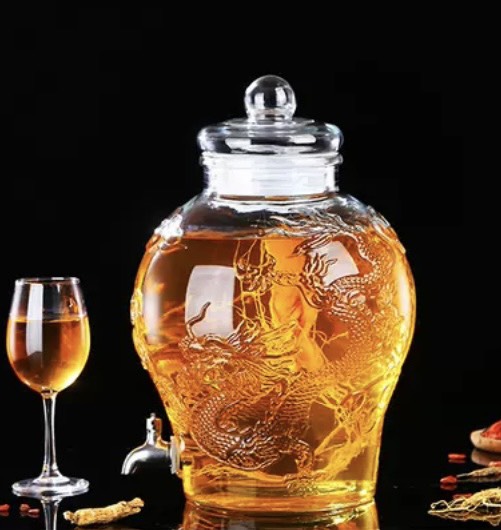 Bình Thủy Tinh 6 Lít Ngâm Sâm Chum Rồng( Có Van)