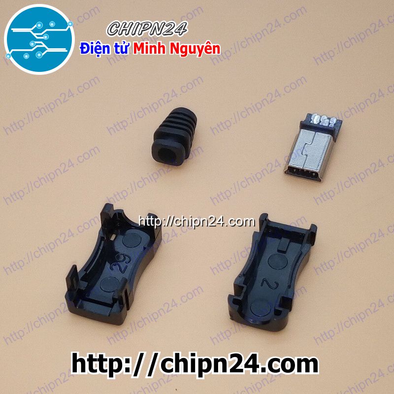 [2 cái] (LKC) Đầu+Vỏ nhựa Mini USB V1 (USB Hàn dây)