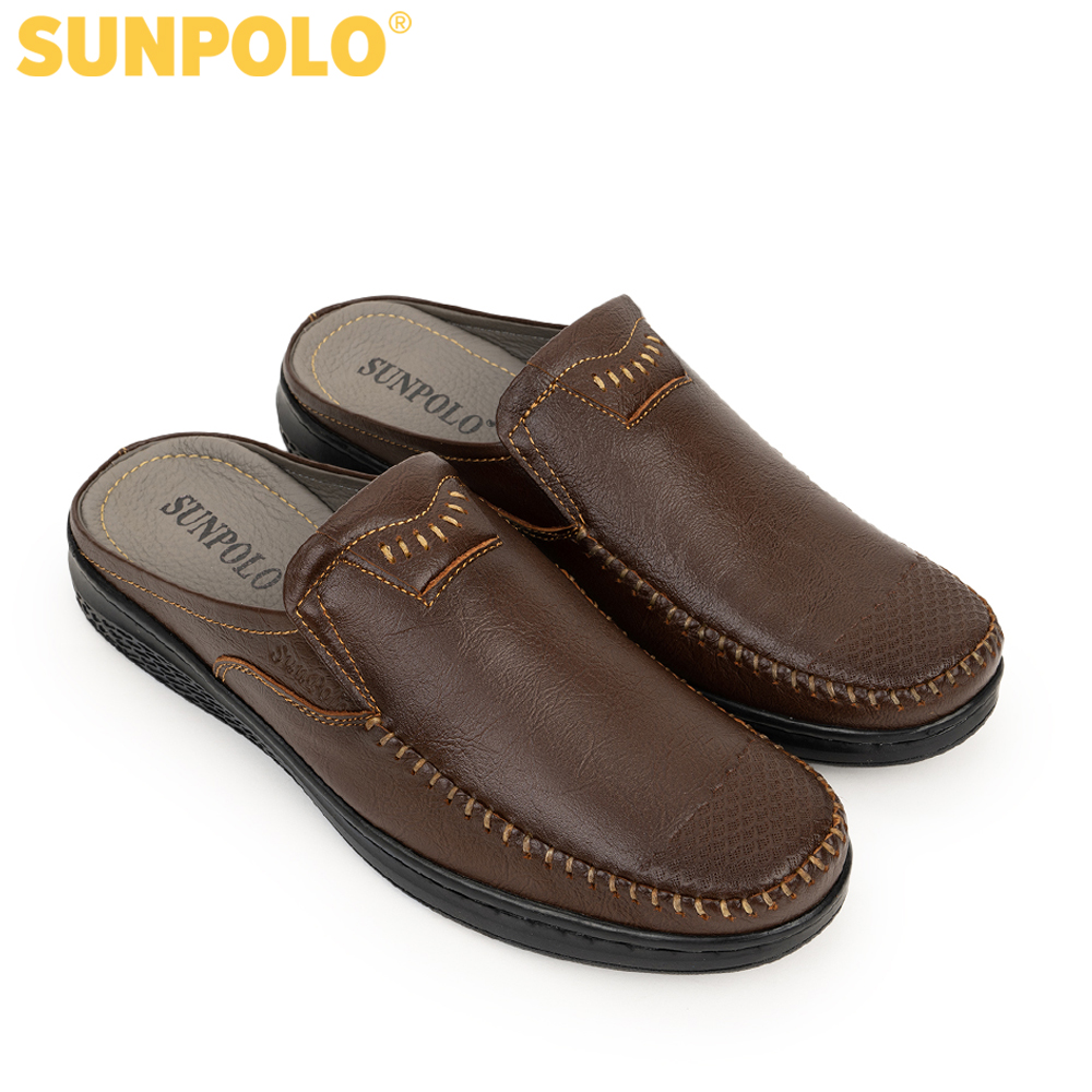 Dép sapo nam da bò SUNPOLO SPO330 (Đen, Nâu)