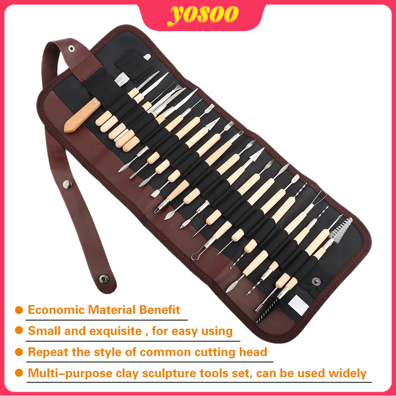 22Pcs Professional Wooden Metal Clay Sculpture Molding Carving Tool Kit