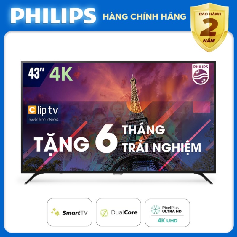 Bảng giá SMART TIVI PHILIPS 4K UHD 43 INCH KẾT NỐI INTERNET WIFI - hàng Thái Lan - Free 6 tháng xem phim Clip TV - Bảo hành 2 năm tại nhà - 43PUT6023S/74 Tivi Philips [Đặt hàng trước]