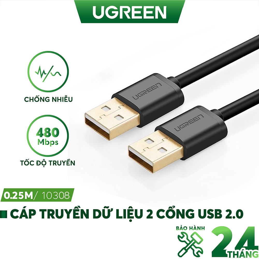 Cáp USB 2.0 hai đầu đực 0,5m UGREEN 10308