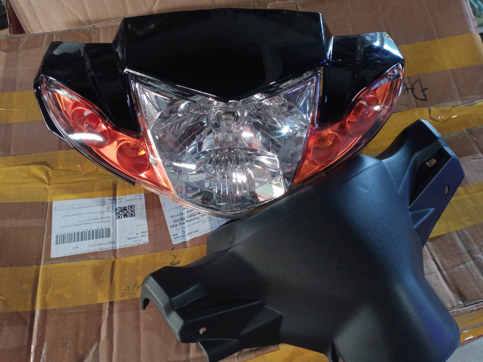 Pha đèn Si hello hy lạp xinha ánh cam lắp Sirius 50-110cc
