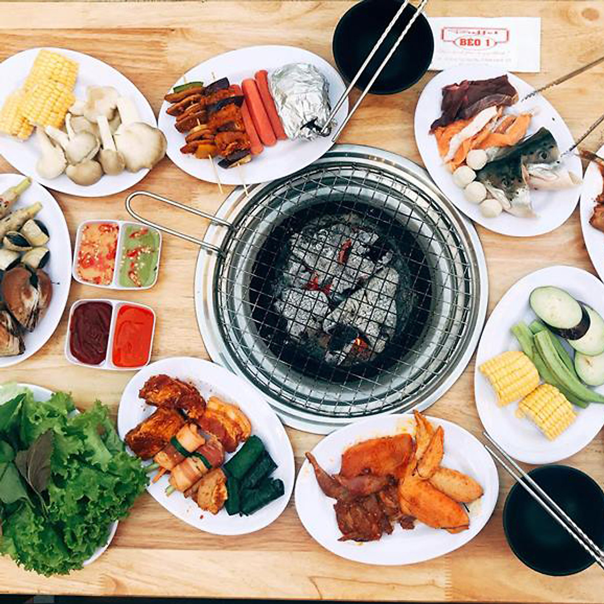 Bếp nướng than hoa đặt âm bàn DK