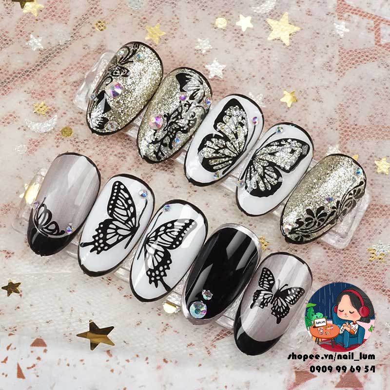 [Video Thực Tế] Nail Sticker - Dán Móng Tay - Bộ Sưu Tập Cánh Bướm