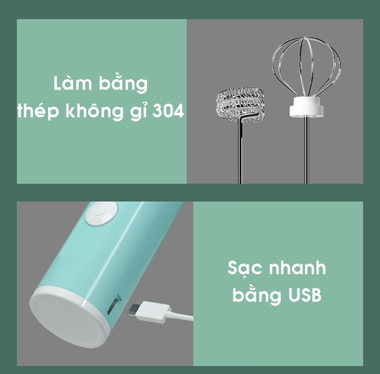 [SALE SỐC] Máy đánh trứng, đánh sữa, đánh bọt cafe cầm tay mini bằng điện 3 tốc độ