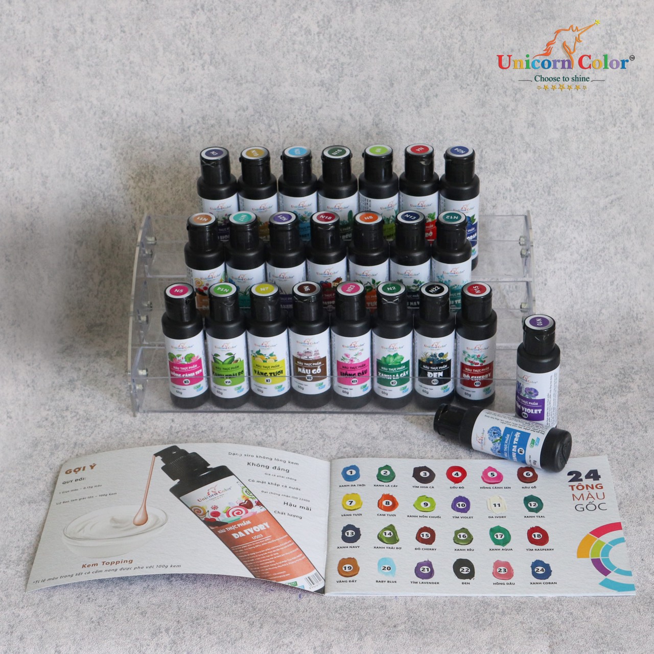 Combo Bộ 24 Màu Thực Phẩm Unicorn Không Đắng