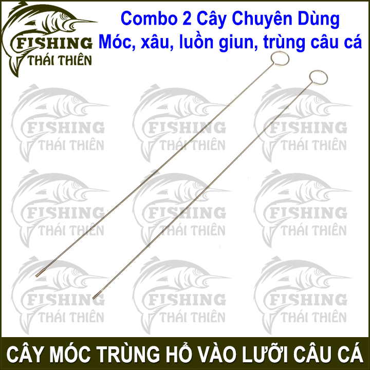 Combo 2 cây móc trùng hổ giun vào lưỡi câu cá