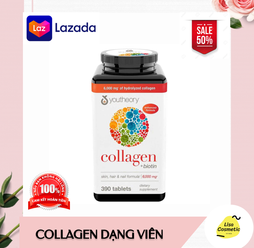 Collagen 390 viên collagen Youtheory Advanced Type 1,2&3