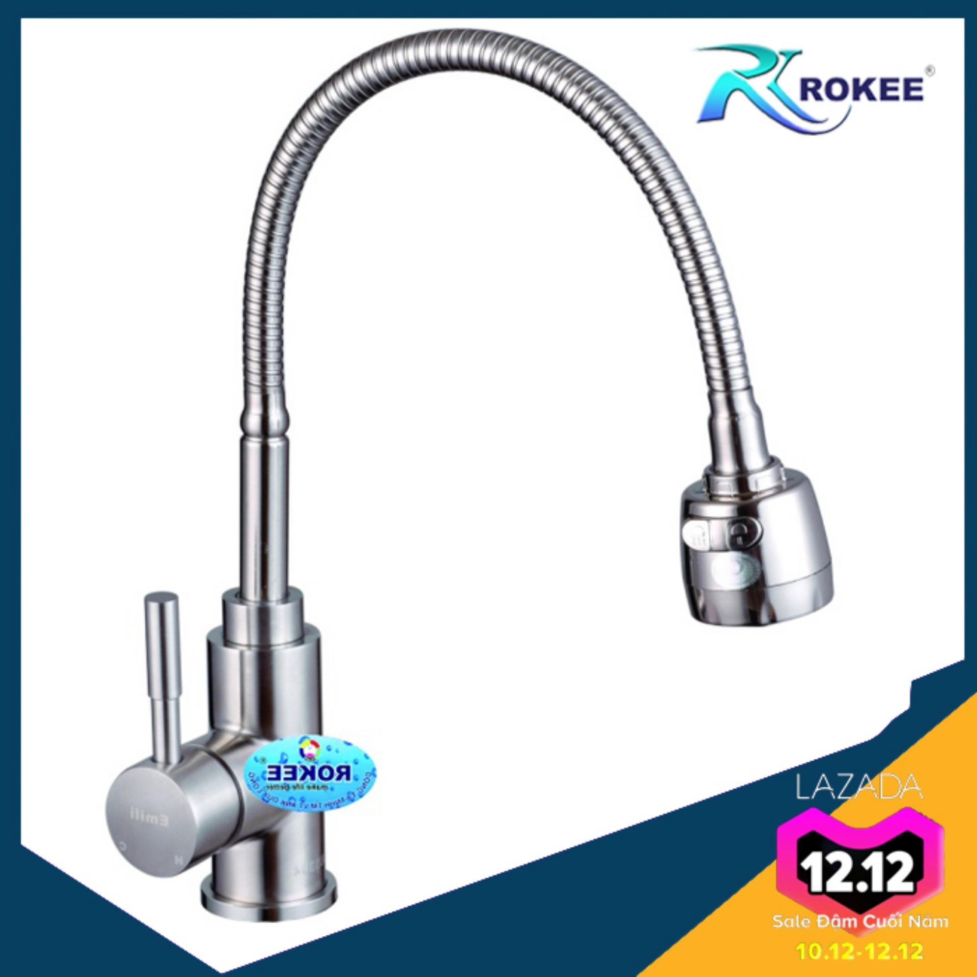 VÒI RỬA CHÉN NÓNG LẠNH INOX ROKEE DL114 (Inox)