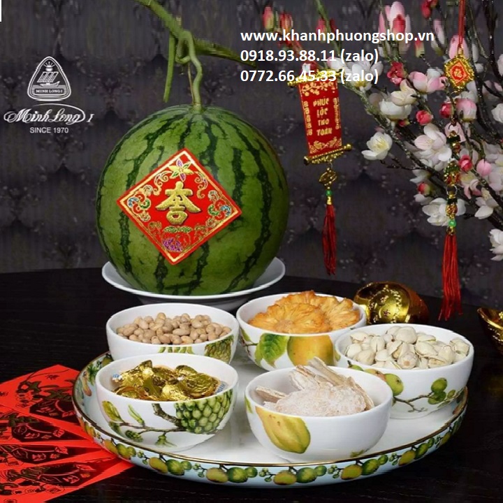 khay mứt sứ Minh Long - khay mứt sứ