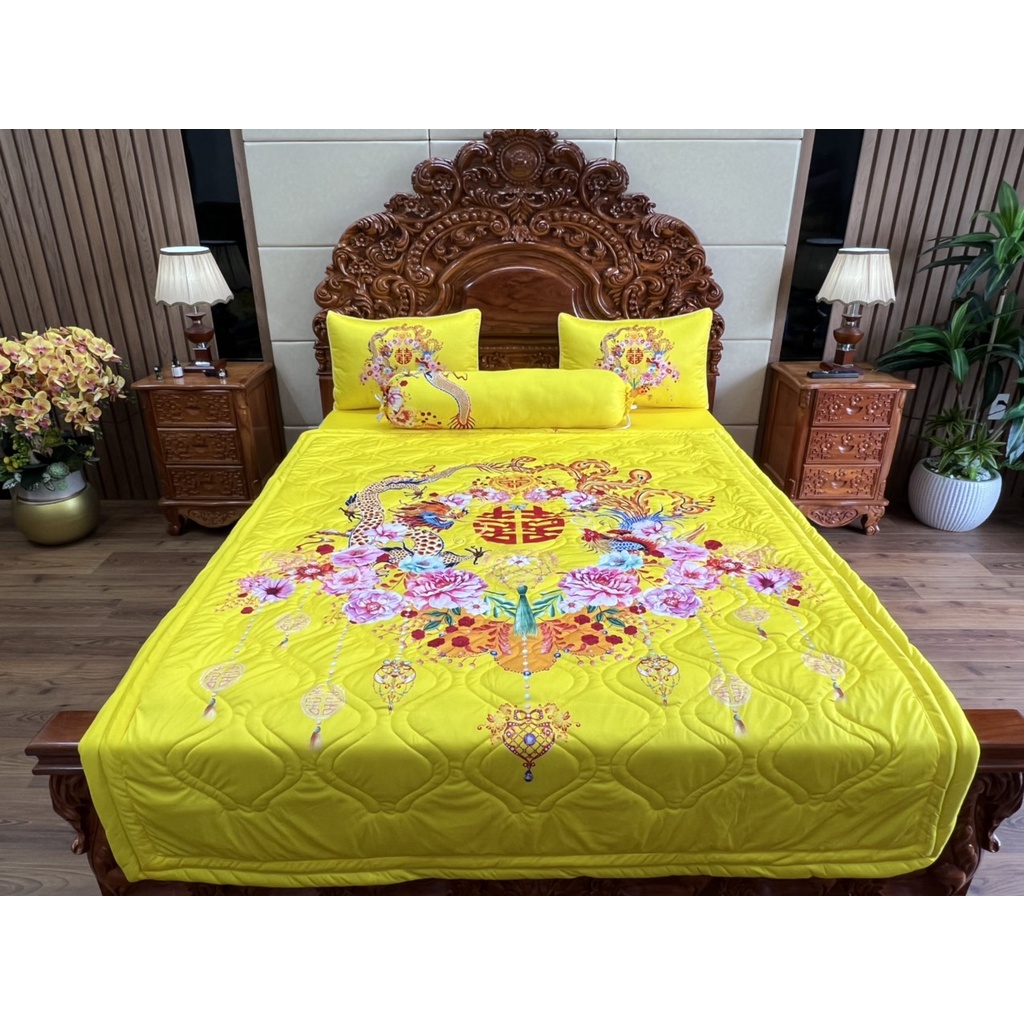 [ Drap Cưới ] Bộ ga gối thun ý mát lạnh 5D cao cấp