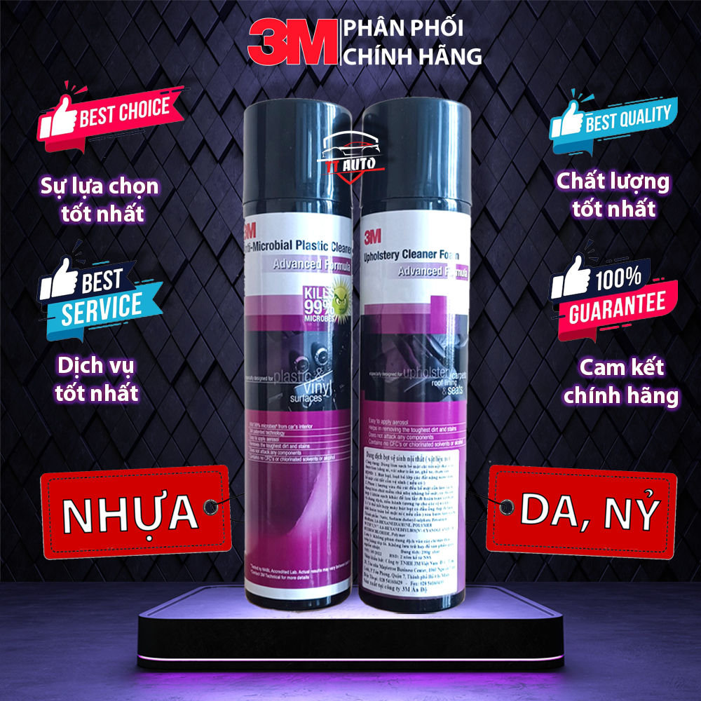 [HCM] CHAI XỊT VỆ SINH NỘI THẤT Ô TÔ DẠNG BỌT 3M (Da, nhựa, nỉ, trần xe)
