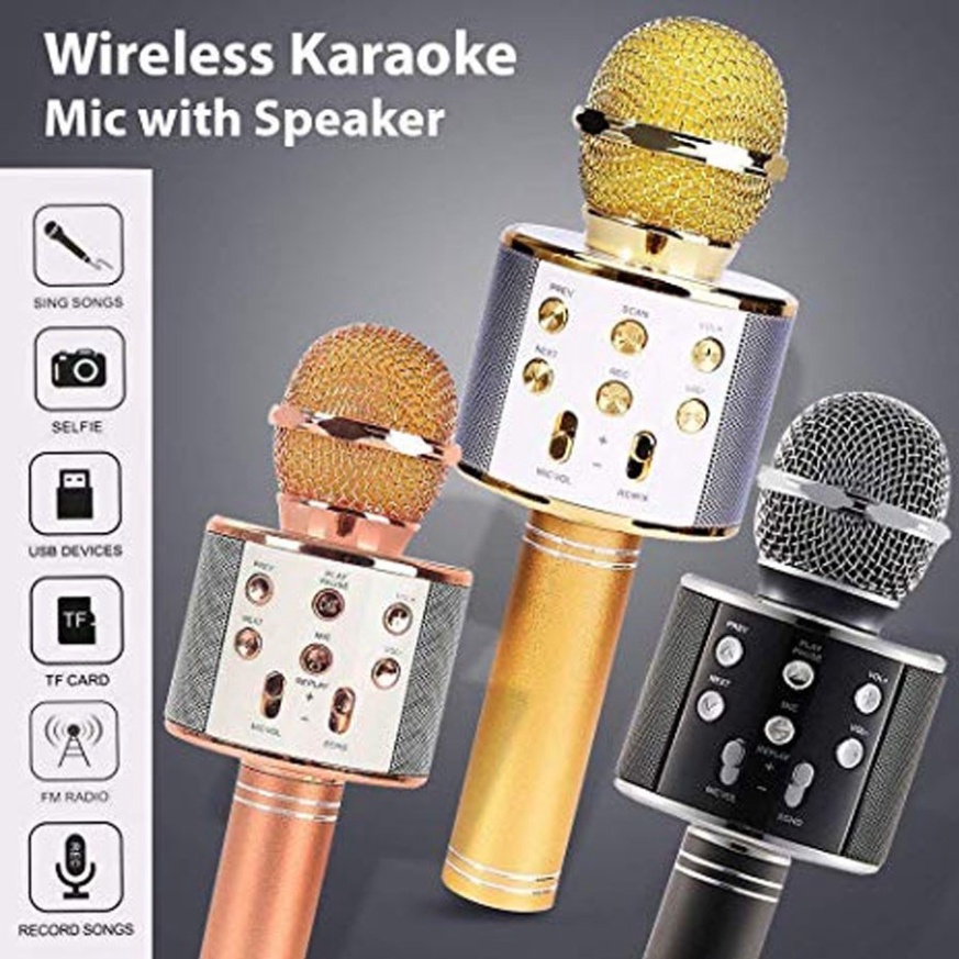 Mic Karaoke WS 858 - Mic Hát Không Dây Kết Nối Blutooth