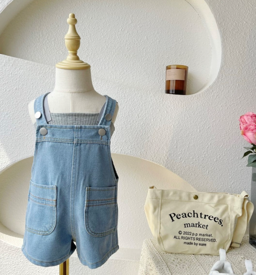 Yếm short jean 2 túi đắp cho bé Y598