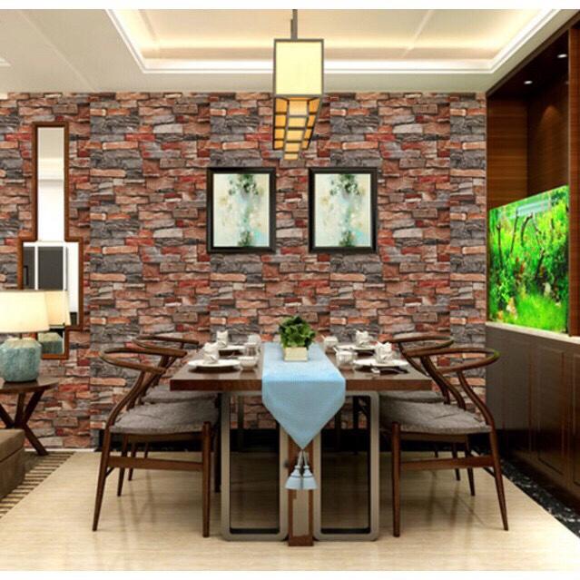 Cuộn 5m decal giấy dán tường - đá thưa nhiều màu