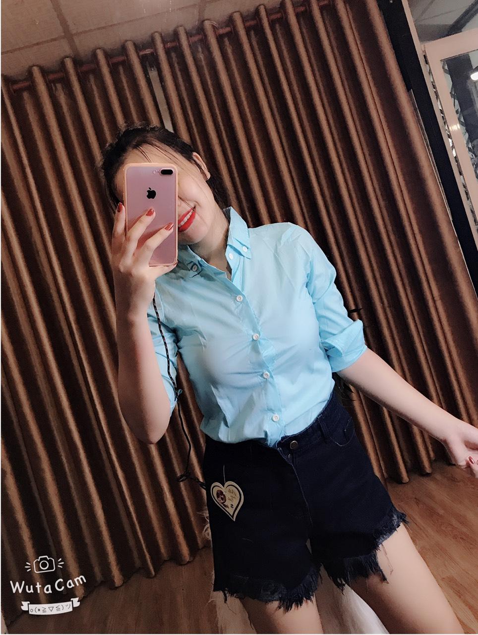 ÁO SƠ MI FOME ĐẸP HÌNH THẬT 100% MÀU XANH NGỌC N02