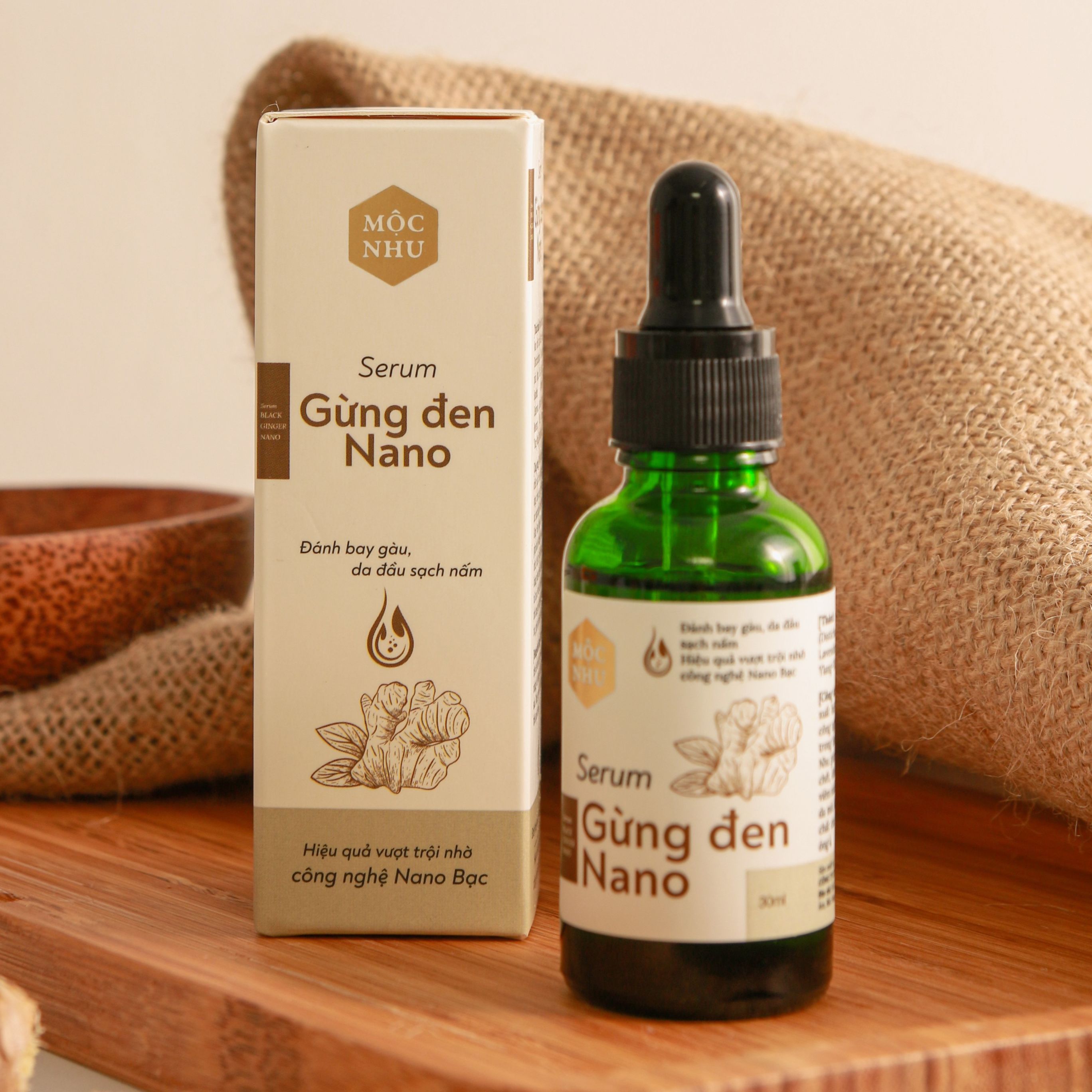 Serum Gừng Đen Nano Mộc Nhu 30ml sạch nấm ngứa vảy nến da đầu dưỡng tóc