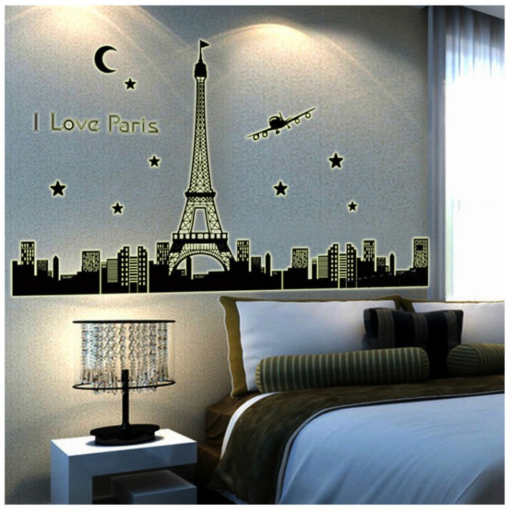 [HCM]Decal dán tường Dạ quang Paris AmyShop DDQ008