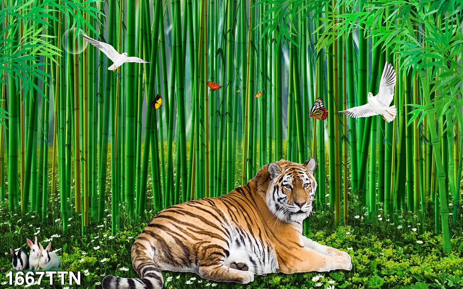 Tranh dán tường Con Hổ 2022, Tranh Hổ Phong Thủy -- Tranh trang trí, tranh treo tường, tranh treo phòng khách, tranh treo phòng ngủ, tranh treo tường 3D, tranh nghệ thuật, tranh phong thủy House Decor Hổ 1667TTN