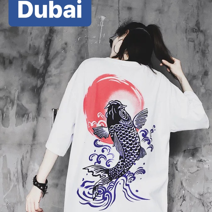 ÁO THUN TEEN NAM NỮ FORM RỘNG TAY LỠ UNISEX CÁ CHÉP THẦN HÀN QUỐC - DUBAI FASHION