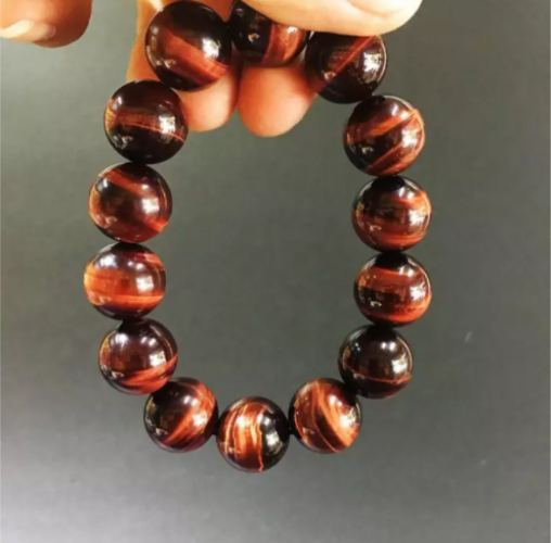 VÒNG TAY ĐÁ MẮT HỔ NÂU ĐỎ 16 LY HÀNG VIP-BẢN CHUẨN