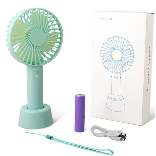 [lẻ bằng sỉ] Quạt Mini Tích Điện Cầm Tay Q-SS2 Có Đế Để Bàn kèm dây sạc- Giao màu ngẫu nhiên