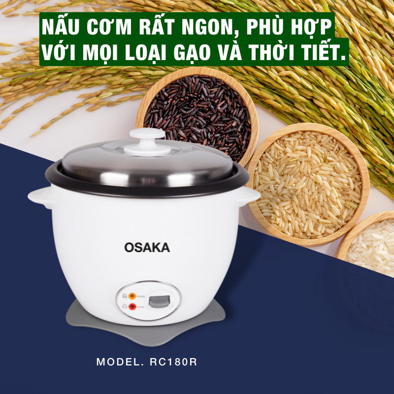 Nồi cơm điện OSAKA RC-180R 1.8 Lít - Nắp rời